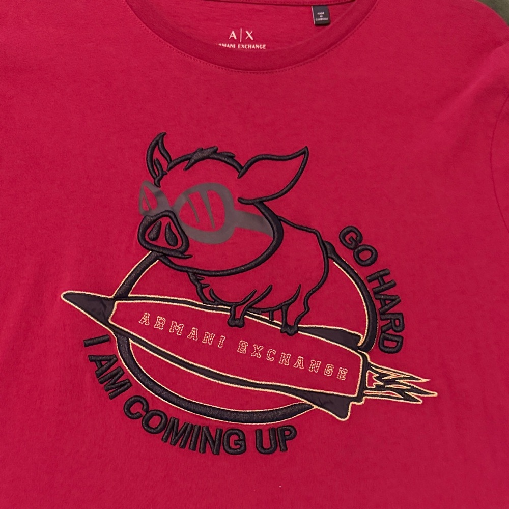 Armani Exchange Kids Red Graphic Long Sleeve Tee